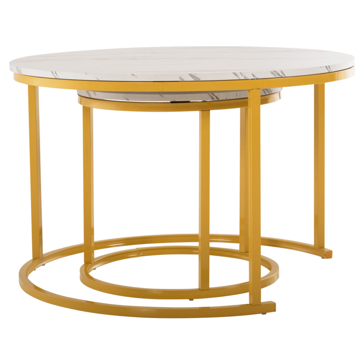trapezi-salonioy-set-2tmch-mdf-efe-leyko-3 ΤΡΑΠΕΖΙ ΣΑΛΟΝΙΟΥ ΣΕΤ 2ΤΜΧ MDF ΕΦΕ ΛΕΥΚΟ ΜΑΡΜΑΡΟ ΜΕ ΧΡΥΣΑ ΠΟΔΙΑ Φ80 k Φ48εκ.HM8763.11 - Image 4