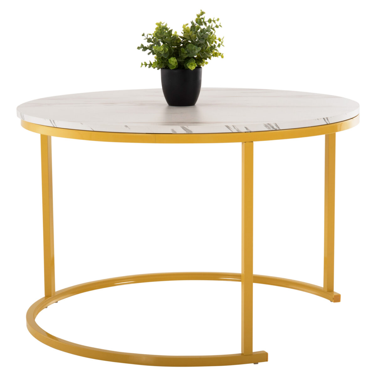 trapezi-salonioy-set-2tmch-mdf-efe-leyko-4 ΤΡΑΠΕΖΙ ΣΑΛΟΝΙΟΥ ΣΕΤ 2ΤΜΧ MDF ΕΦΕ ΛΕΥΚΟ ΜΑΡΜΑΡΟ ΜΕ ΧΡΥΣΑ ΠΟΔΙΑ Φ80 k Φ48εκ.HM8763.11 - Image 5