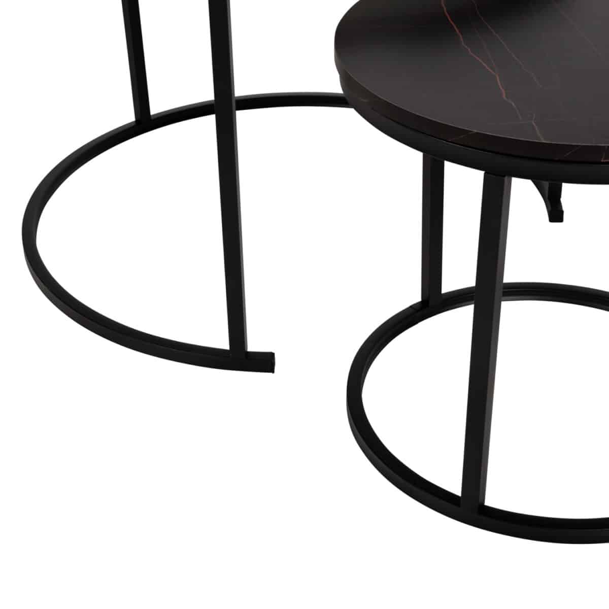 ΤΡΑΠΕΖΙ ΣΑΛΟΝΙΟΥ ΣΕΤ 2ΤΜΧ MDF ΕΦΕ ΜΑΡΜΑΡΟ ΜΙΧ ΜΕ ΜΑΥΡΑ ΠΟΔΙΑ Φ80κΦ48εκ.HM8763.14 - Image 8