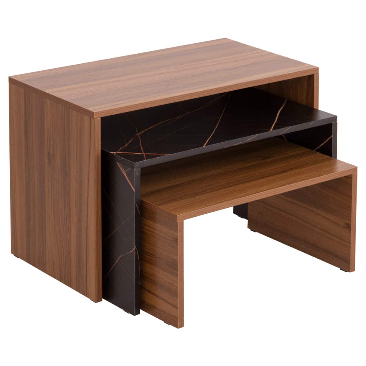 ΤΡΑΠΕΖΙ ΣΑΛΟΝΙΟΥ ΣΕΤ 3ΤΜΧ BENTIL HM9444.12 ΜΕΛΑΜΙΝΗ ΚΑΡΥΔΙ-ΜΑΥΡΟ ΜΑΡΜΑΡΟ 65x35x45Υεκ - Image 5