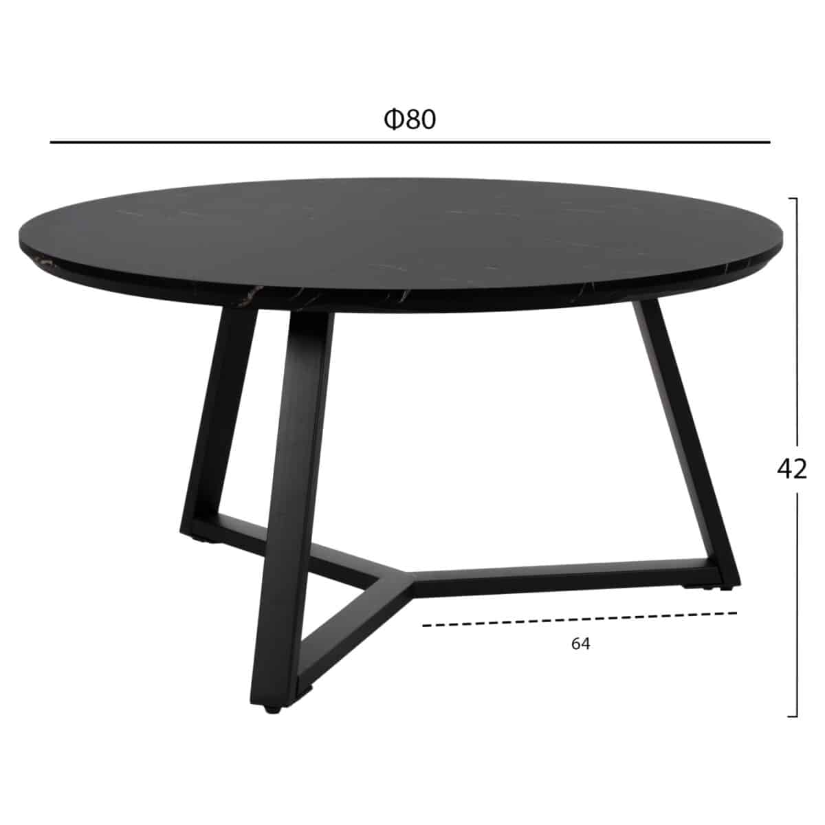 ΤΡΑΠΕΖΙ ΣΑΛΟΝΙΟΥ ΣΤΡΟΓΓΥΛΟ ROCKET HM9586.01 MDF ΜΑΥΡΟ ΜΑΡΜΑΡΟ-ΜΑΥΡΗ ΣΑΓΡΕ ΒΑΣΗ Φ80x42Υεκ. - Image 2