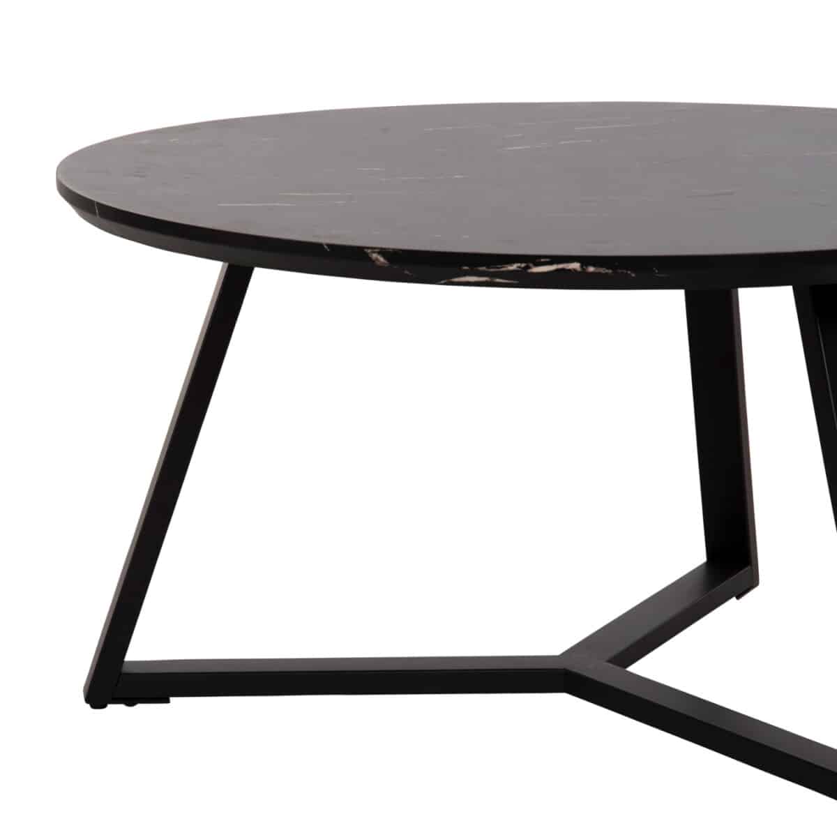 ΤΡΑΠΕΖΙ ΣΑΛΟΝΙΟΥ ΣΤΡΟΓΓΥΛΟ ROCKET HM9586.01 MDF ΜΑΥΡΟ ΜΑΡΜΑΡΟ-ΜΑΥΡΗ ΣΑΓΡΕ ΒΑΣΗ Φ80x42Υεκ. - Image 4