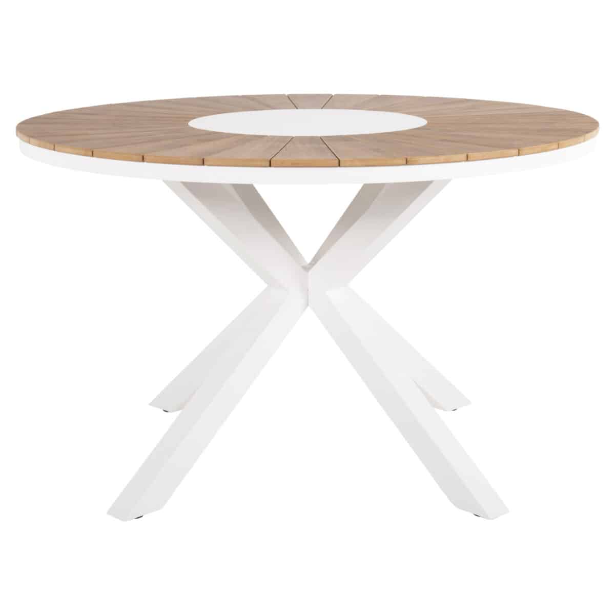 ΤΡΑΠΕΖΙ ΣΤΡΟΓΓΥΛΟ ΕΞ.ΧΩΡΟΥ MORIL HM6041.02 ΑΛΟΥΜΙΝΙΟ ΛΕΥΚΟ-POLYWOOD ΦΥΣΙΚΟ Φ120εκ. - Image 3