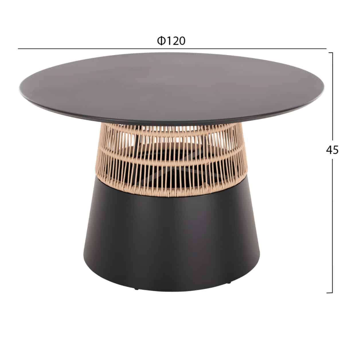 ΤΡΑΠΕΖΙ ΣΤΡΟΓΓΥΛΟ SAEID HM6106.01 ΑΝΘΡΑΚΙ ΑΛΟΥΜΙΝΙΟ-ΜΠΕΖ ΣΧΟΙΝΙ Φ120x75Υεκ. - Image 2