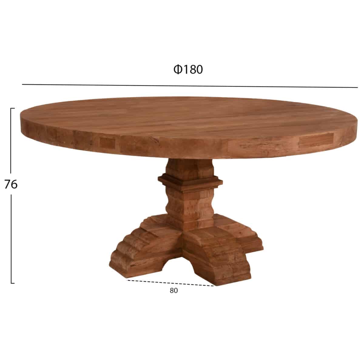 trapezi-stroggylo-fb99642-anakykl-teak-x-1 ΤΡΑΠΕΖΙ ΣΤΡΟΓΓΥΛΟ PROVENCE HM9642 ΑΝΑΚΥΚΛ. ΤΕΑΚ ΞΥΛΟ-8εκ ΕΠΙΦΑΝΕΙΑ Φ180x76Υεκ. - Image 2