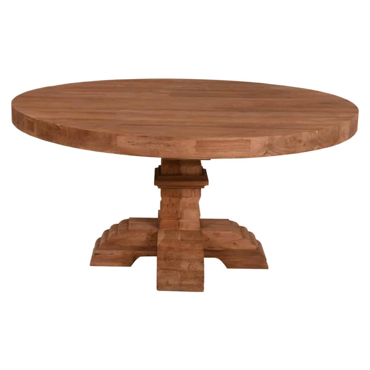 trapezi-stroggylo-fb99642-anakykl-teak-x-2 ΤΡΑΠΕΖΙ ΣΤΡΟΓΓΥΛΟ PROVENCE HM9642 ΑΝΑΚΥΚΛ. ΤΕΑΚ ΞΥΛΟ-8εκ ΕΠΙΦΑΝΕΙΑ Φ180x76Υεκ. - Image 3