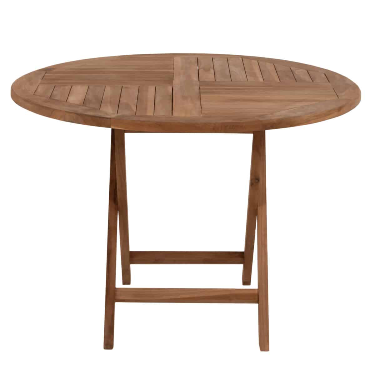 ΤΡΑΠΕΖΙ ΣΤΡΟΓΓΥΛΟ KENDALL ΠΤΥΣΣΟΜΕΝΟ HM9543 ΞΥΛΟ ΤΕΑΚ ΣΕ ΦΥΣΙΚΟ ΧΡΩΜΑ Φ106x73,5Y εκ. - Image 4