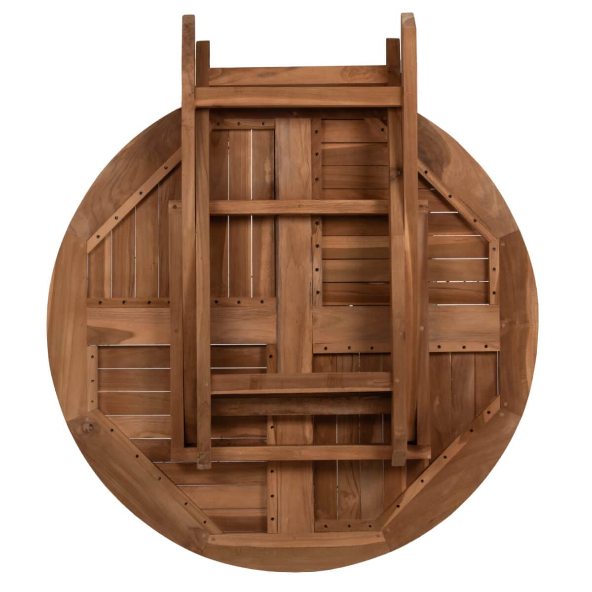 ΤΡΑΠΕΖΙ ΣΤΡΟΓΓΥΛΟ KENDALL ΠΤΥΣΣΟΜΕΝΟ HM9543 ΞΥΛΟ ΤΕΑΚ ΣΕ ΦΥΣΙΚΟ ΧΡΩΜΑ Φ106x73,5Y εκ. - Image 8