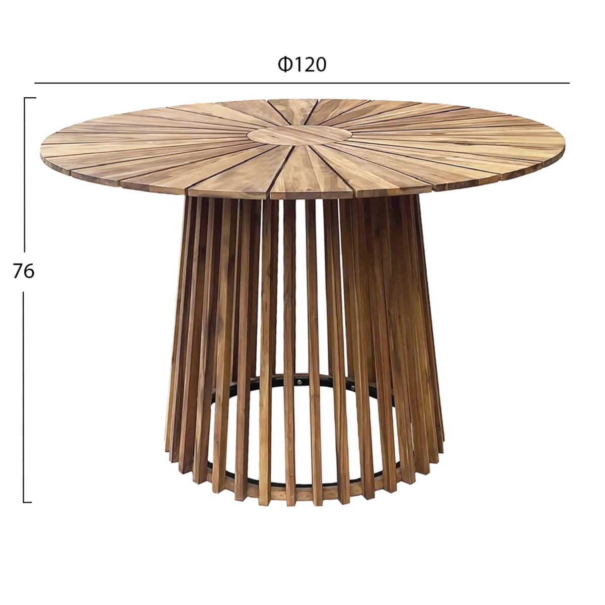 ΤΡΑΠΕΖΙ ΤΡΑΠΕΖΑΡΙΑΣ ΕΞ.ΧΩΡΟΥ CRISTOBAL HM6234 ΞΥΛΟ ΑΚΑΚΙΑΣ-ΜΕΤΑΛΛΟ Φ120x76Υεκ - Image 2