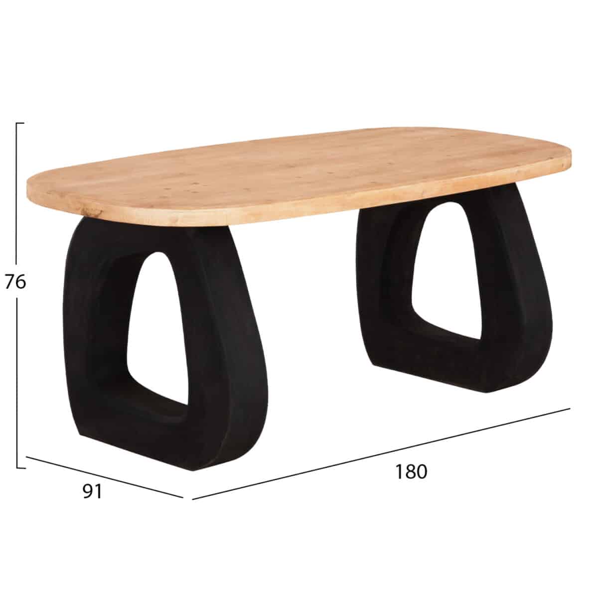 ΤΡΑΠΕΖΙ ΤΡΑΠΕΖΑΡΙΑΣ ΣΕΙΡΑ SANTORINI HM18065 TOP ΞΥΛΟ ΕΛΑΤΟΥ-ΠΟΔΙΑ ΠΟΛΥΡΗΤΙΝΗΣ 180x91x76Υεκ - Image 2