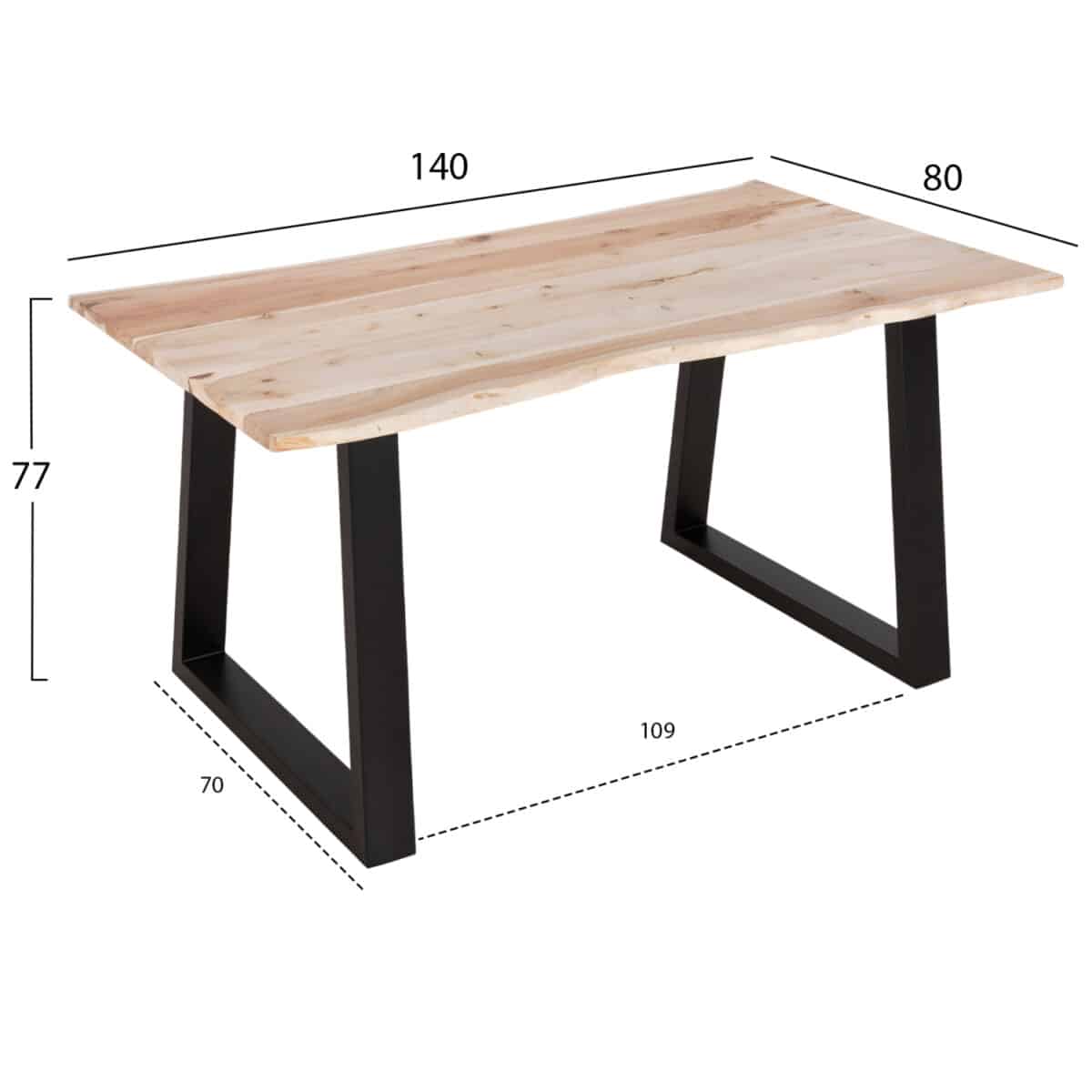 ΤΡΑΠΕΖΙ ΤΡΑΠΕΖΑΡΙΑΣ MONTANA SLIM HM8163.21 ΞΥΛΟ ΑΚΑΚΙΑΣ ΣΕ ΑΝΟΙΧΤΟ ΦΥΣΙΚΟ 140x80x77Υεκ - Image 2