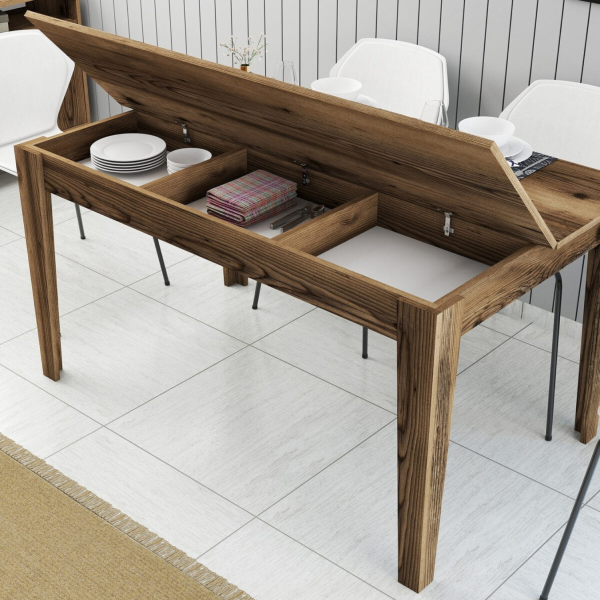 trapezi-trapezarias-fb9950704-melamini-k-4 ΤΡΑΠΕΖΙ ΤΡΑΠΕΖΑΡΙΑΣ STANDARD HM9507.04 ΜΕΛΑΜΙΝΗ ΚΑΡΥΔΙ ME ΑΠΟΘHK.ΧΩΡΟ 145x88x75Yεκ. - Image 5