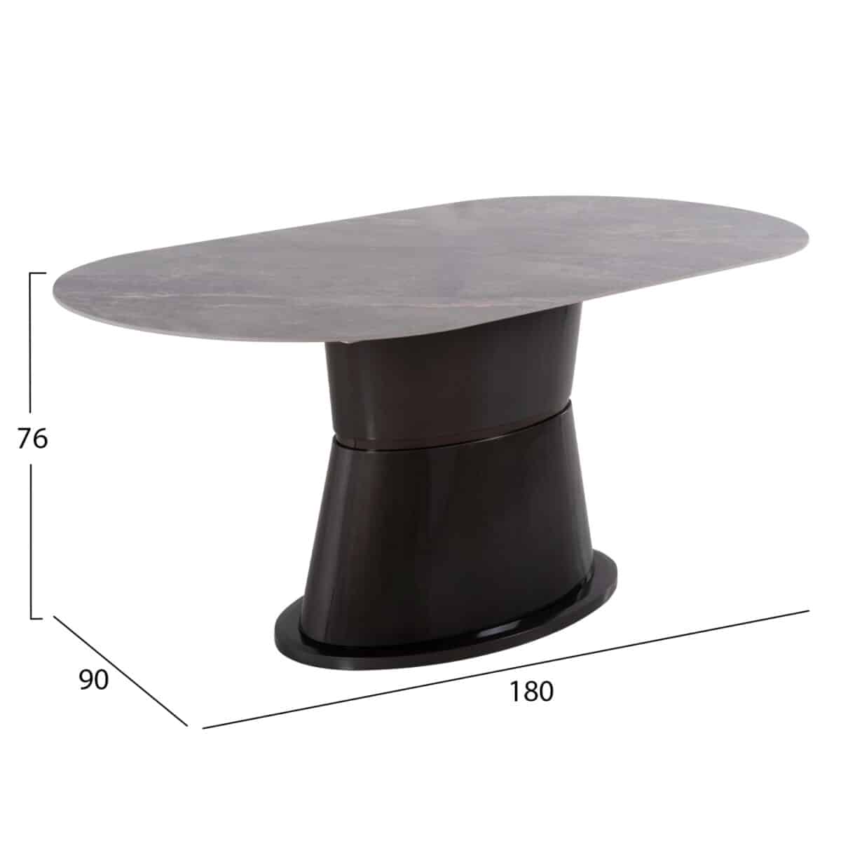 trapezi-trapezarias-fb9977301-keramiko-g-1 ΤΡΑΠΕΖΙ ΤΡΑΠΕΖΑΡΙΑΣ BENT HM9773.01-ΚΕΡΑΜΙΚΟ ΓΚΡΙ ΜΑΡΜΑΡΟ-MDF ΒΑΣΗ ΑΝΘΡΑΚΙ 180x90x76Υεκ - Image 2