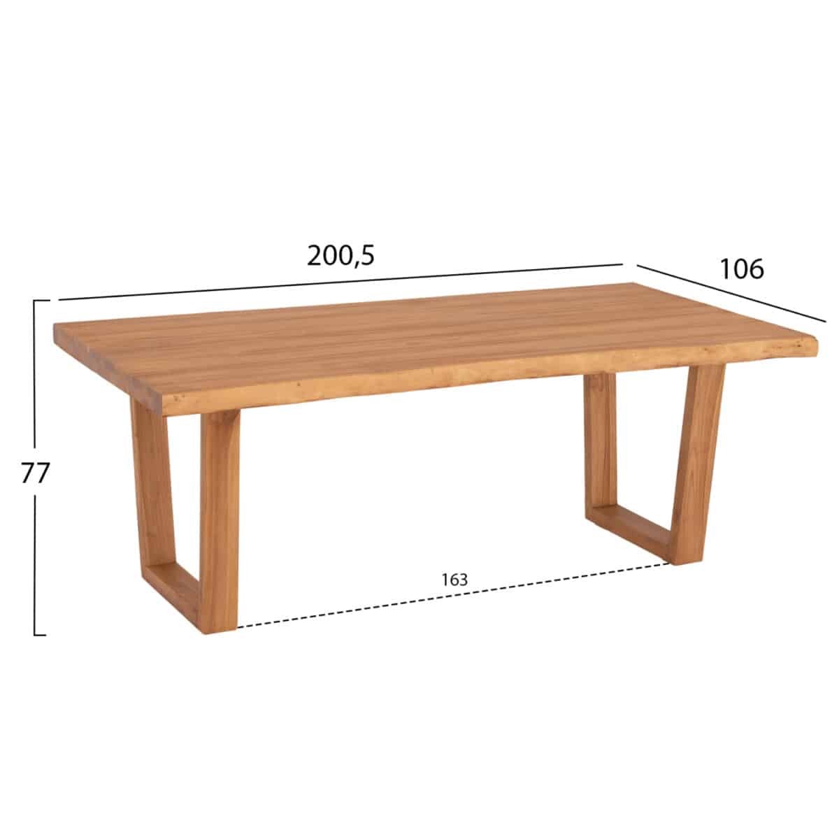 trapezi-trapezarias-fb9993301-masif-xylo-1 ΤΡΑΠΕΖΙ ΤΡΑΠΕΖΑΡΙΑΣ LEOPOLD HM9933.01 ΜΑΣΙΦ ΞΥΛΟ ΤΕΑΚ-ΧΡΩΜΑ ΦΥΣΙΚΟ 200.5x107x76Yεκ - Image 2