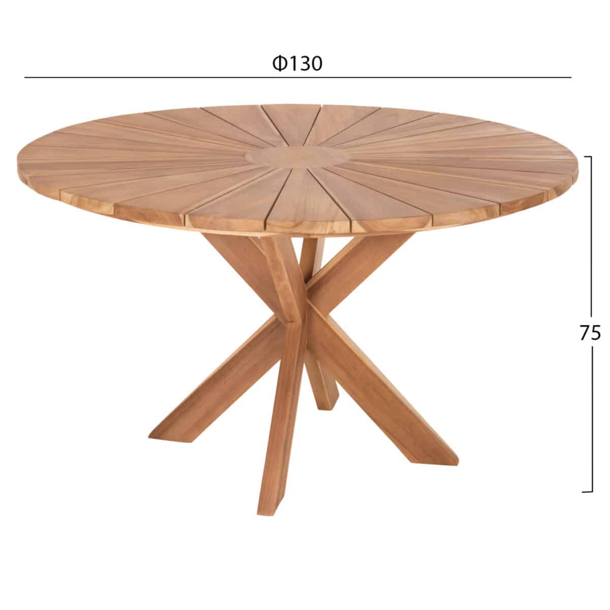 trapezi-trapezarias-stroggylo-fb99868-te-1 ΤΡΑΠΕΖΙ ΤΡΑΠΕΖΑΡΙΑΣ ΣΤΡΟΓΓΥΛΟ EXCESS HM9868 ΤΕΑΚ ΞΥΛΟ-ΦΥΣΙΚΟ ΜΑΤ Φ130x75Υεκ. - Image 2