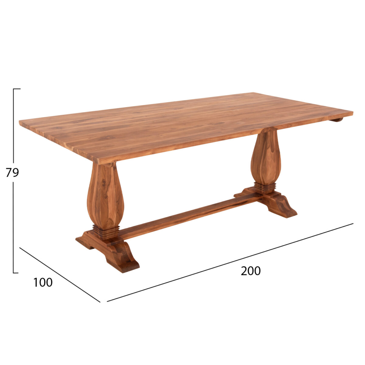 trapezi-trapezarias-teak-xylo-skalista-p-1 ΤΡΑΠΕΖΙ ΤΡΑΠΕΖΑΡΙΑΣ GUIN HM9463.01 ΤΕΑΚ ΞΥΛΟ ΣΚΑΛΙΣΤΑ ΠΟΔΙΑ 200x100x78Yεκ. - Image 2