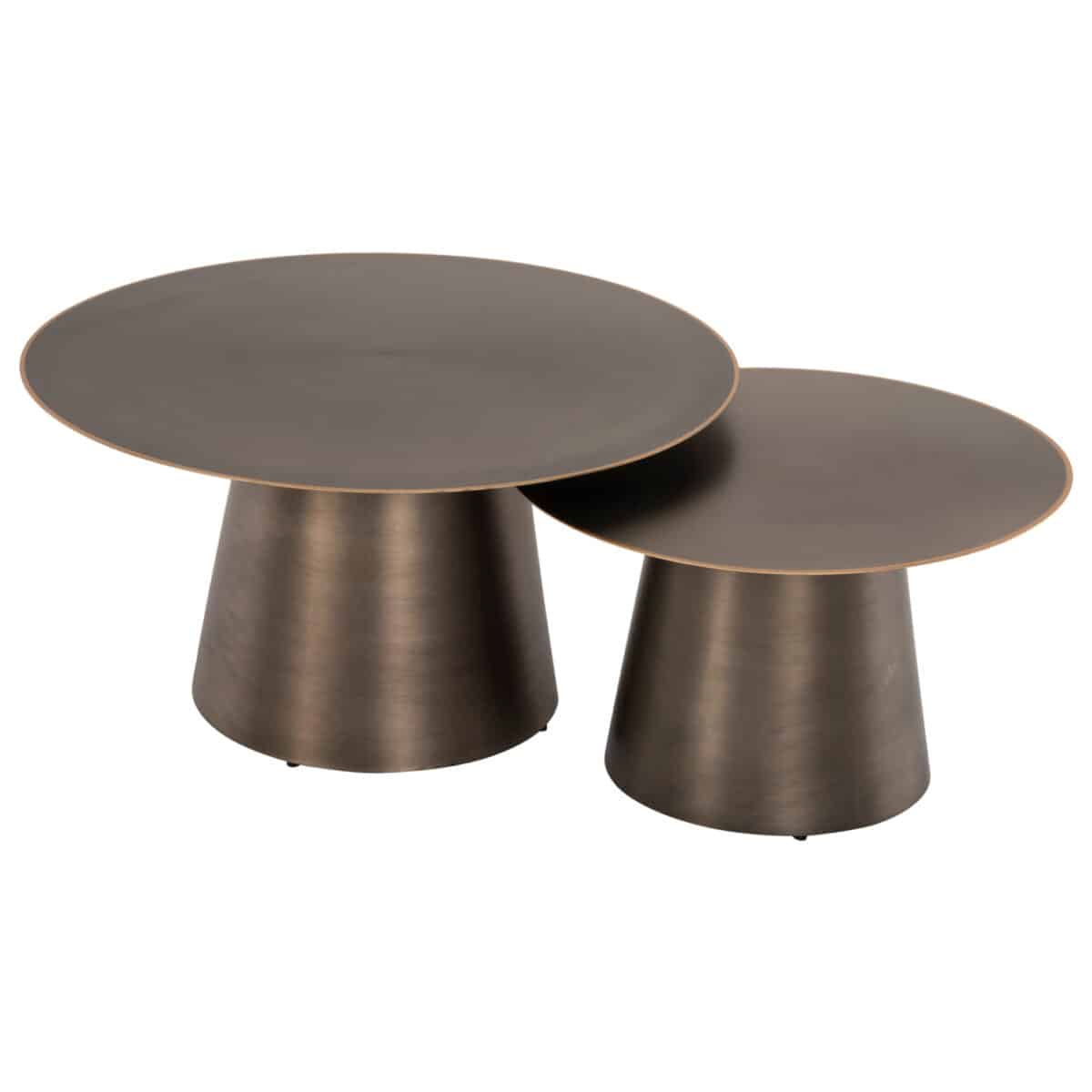 ΤΡΑΠΕΖIA ΣΑΛΟΝΙΟΥ 2ΤΜΧ NICKELY HM9667 ΜΕΤΑΛΛΟ ΣΕ ΑΣΗΜΙ ΜΑΤ Φ80x41Υ & Φ60x36Υ εκ. - Image 4