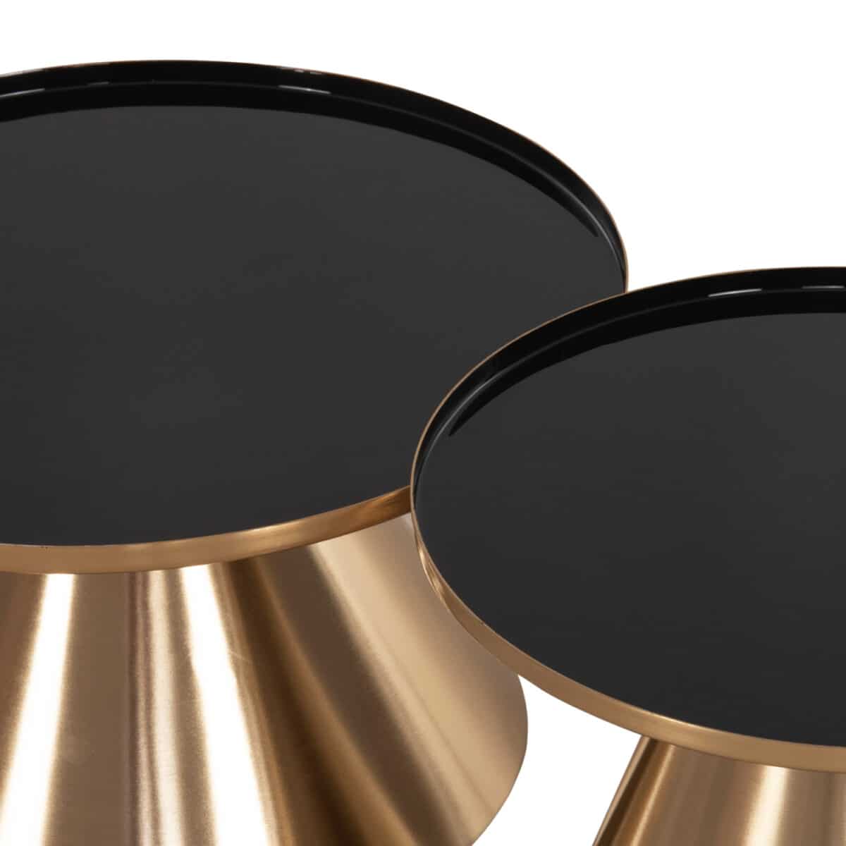 ΤΡΑΠΕΖΙA ΣΑΛΟΝΙΟΥ 2ΤΜΧ LORME HM9923 ΜΕΤΑΛΛΟ ΣΕ ΜΑΥΡΟ&ΧΡΥΣΟ Φ50 & Φ40 εκ. - Image 4