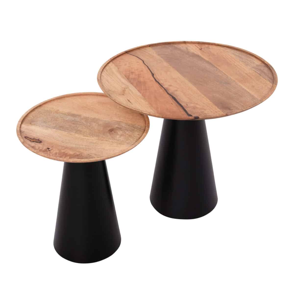 ΤΡΑΠΕΖΙA ΣΑΛΟΝΙΟΥ 2ΤΜΧ RIFF HM9997 ΞΥΛΟ MANGO-ΜΕΤΑΛΛΙΚΕΣ ΒΑΣΕΙΣ Φ60 & Φ40 εκ. - Image 3