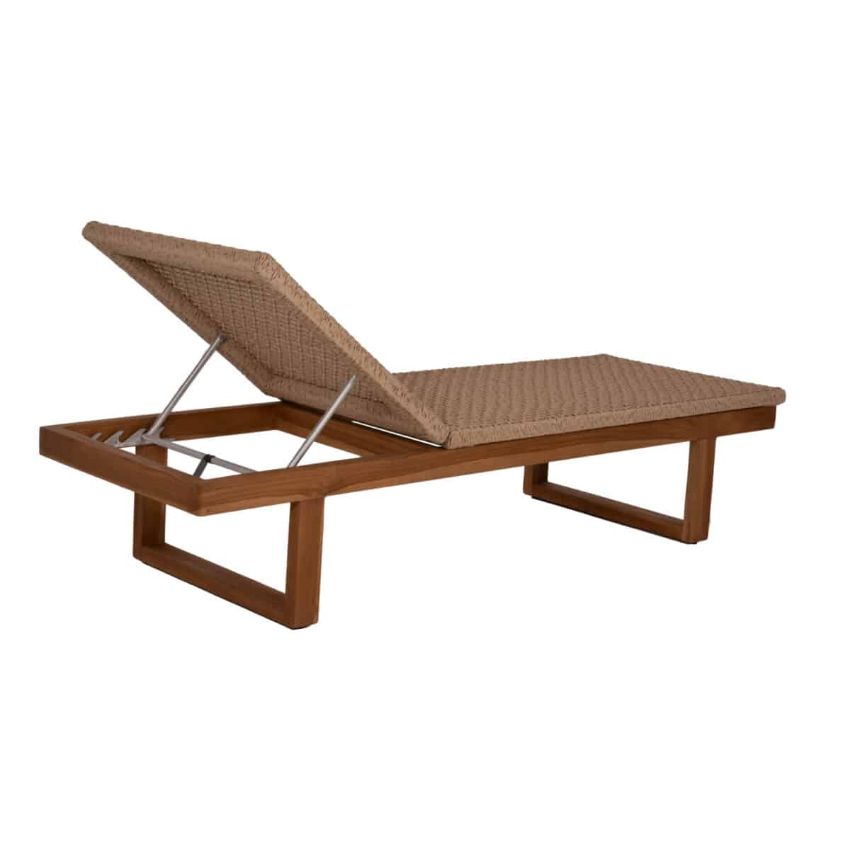ΞΑΠΛΩΣΤΡΑ PATRON HM5993 TEAK ΞΥΛΟ ΚΑΙ ΣΧΟΙΝΙ VIRO ΣΕ ΠΛΕΞΗ WICKER 191x65x86Yεκ. - Image 4