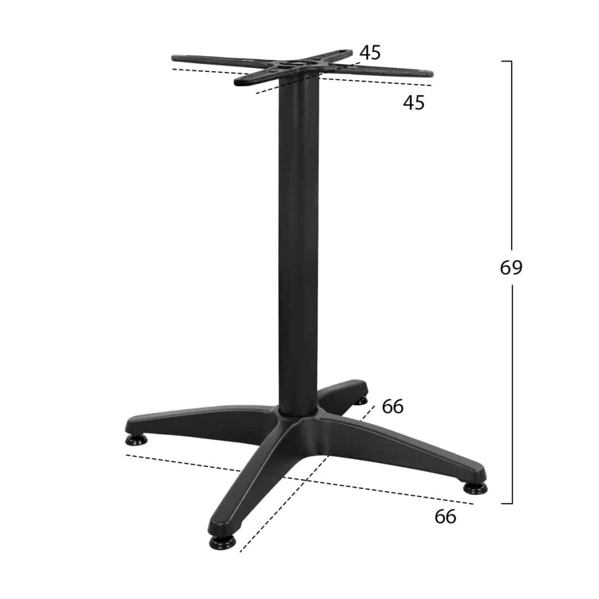 ΒΑΣΗ ΑΛΟΥΜΙΝΙΟΥ 4ΝΥΧΗ 66Χ66X69Υεκ. ΜΕ ΣΤΑΥΡΟ 45Χ45εκ. HM448.03 ΜΑΥΡΗ - Image 2