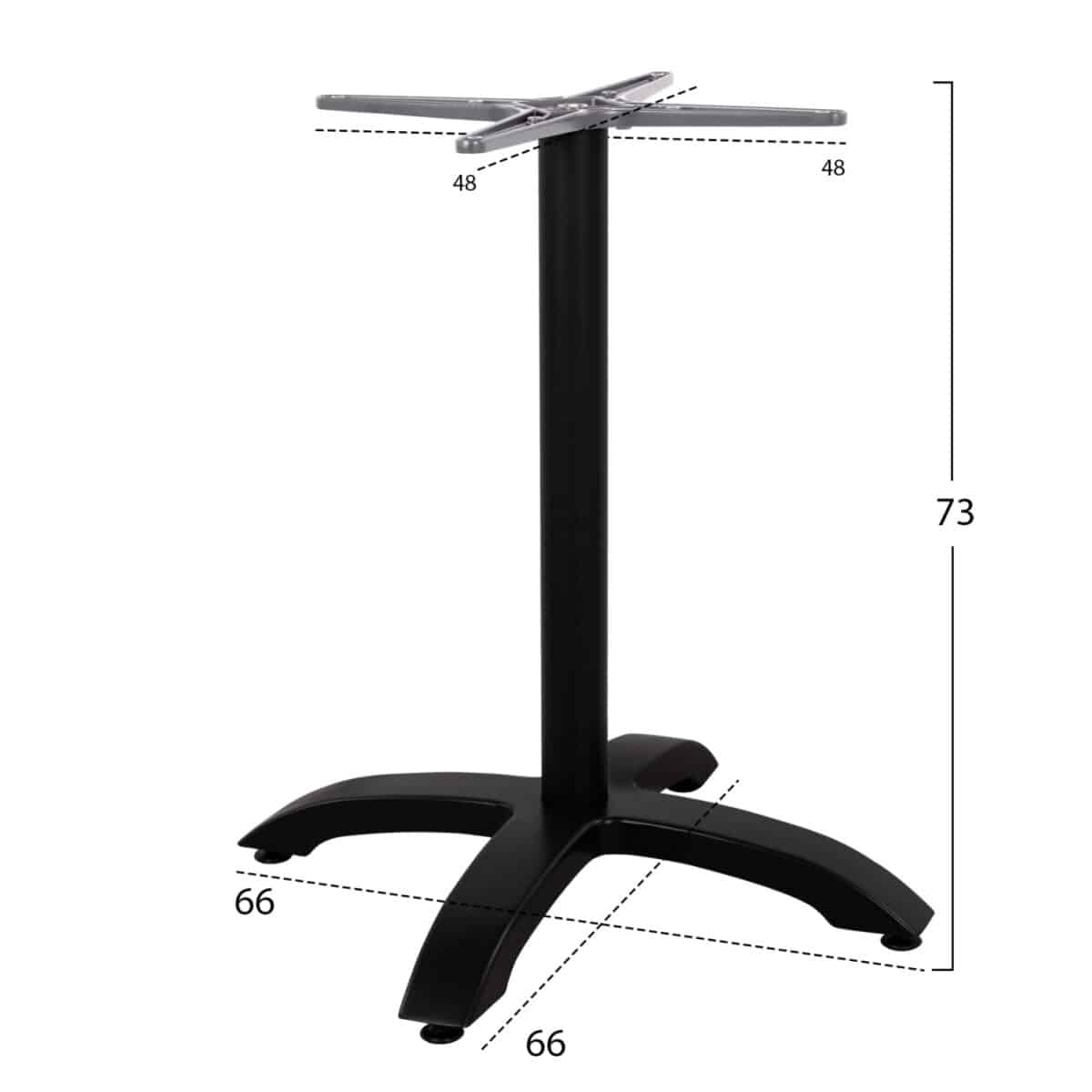 ΒΑΣΗ ΑΛΟΥΜΙΝΙΟΥ HM460.01 ΜΑΥΡΟ ΜΑΤ 66Χ66Χ72Υεκ. ΜΕ ΣΤΑΥΡΟ 48Χ48εκ. - Image 2