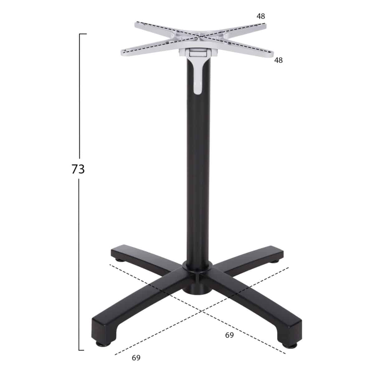 ΒΑΣΗ ΑΛΟΥΜΙΝΙΟΥ ΠΤΥΣΣΟΜΕΝΗ HM459.01 ΜΑΥΡΟ ΜΑΤ 69Χ69Χ73Υεκ. ΜΕ ΣΤΑΥΡΟ 48Χ48εκ. - Image 3