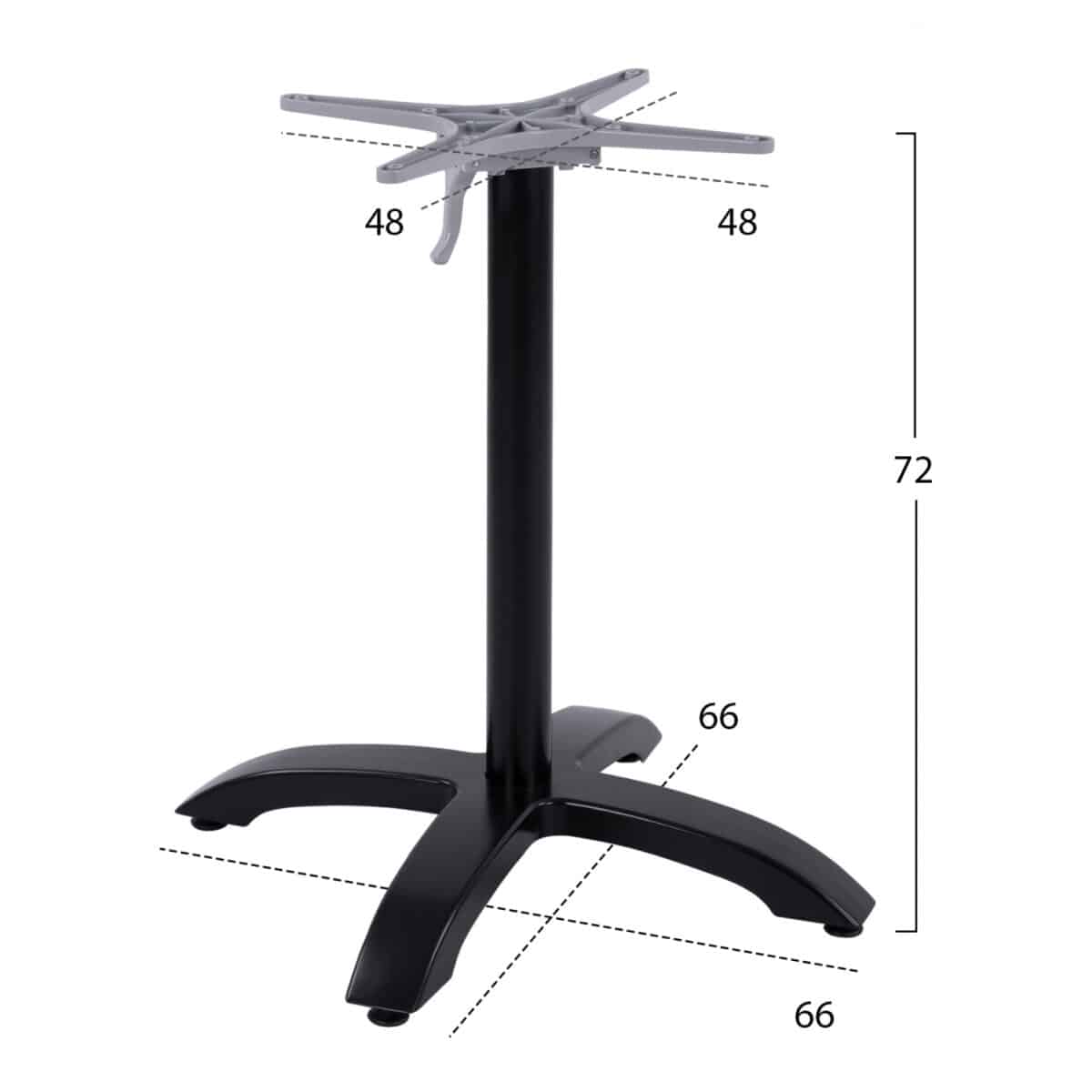 ΒΑΣΗ ΑΛΟΥΜΙΝΙΟΥ ΠΤΥΣΣΟΜΕΝΗ HM469.01 ΜΑΥΡΟ ΜΑΤ 66Χ66Χ72Υεκ. ΜΕ ΣΤΑΥΡΟ 48Χ48εκ. - Image 2