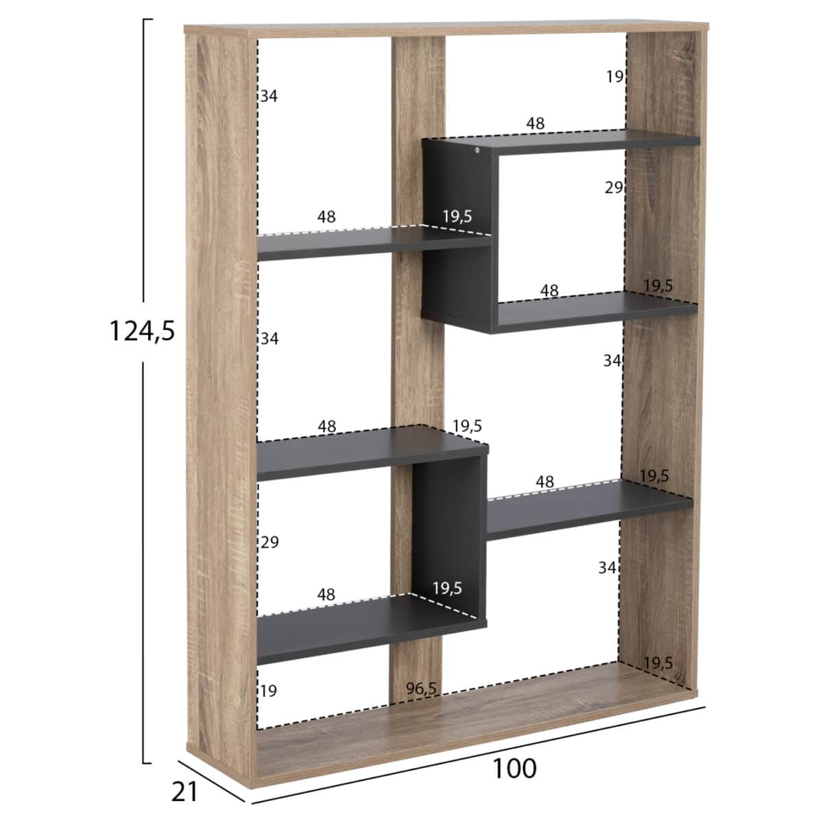 ΒΙΒΛΙΟΘΗΚΗ MARCELINE HM8772.02 100Χ21Χ124,5 ΓΚΡΙ - Image 2