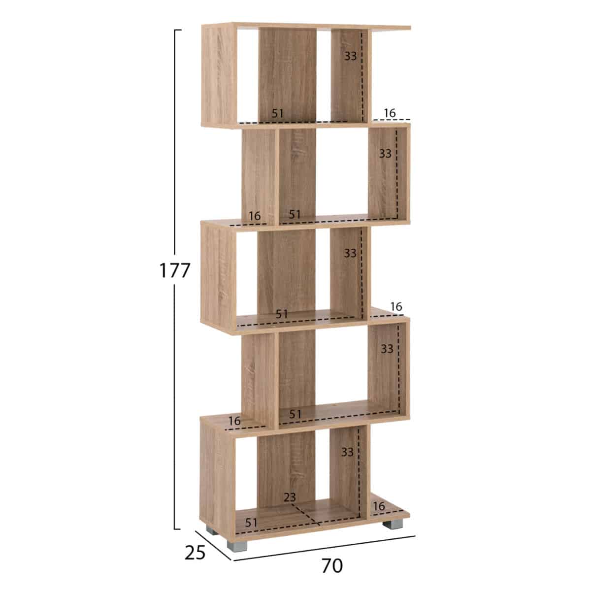 ΒΙΒΛΙΟΘΗΚΗ ΜΕΛΑΜΙΝΗΣ EZIR HM2385.02 SONAMA 70x25x177Υ εκ. - Image 2