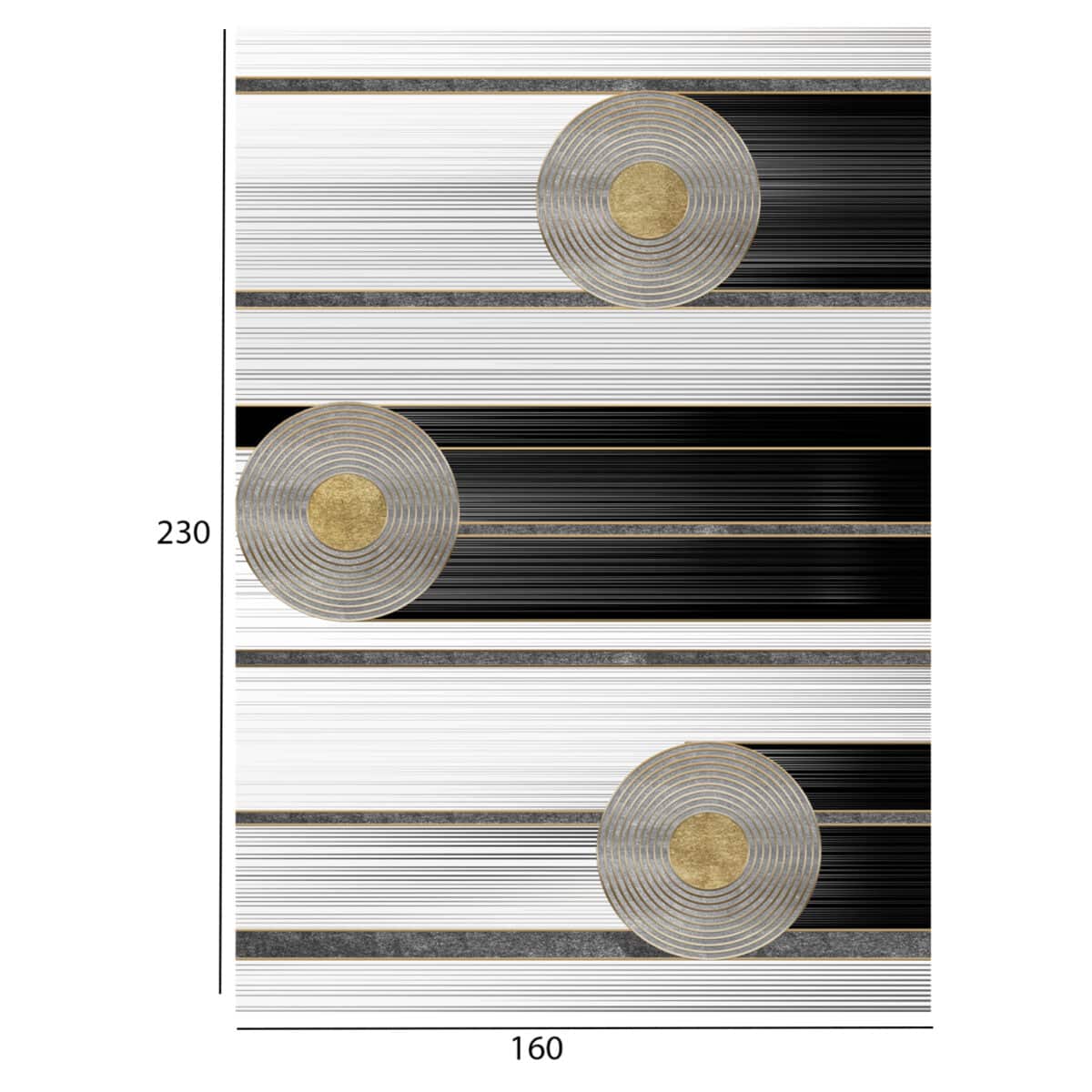 ΧΑΛΙ ΣΑΛΟΝΙΟΥ ΜΕ ΚΡΟΣΙΑ JOSIANE ΛΕΥΚΟ-ΜΑΥΡΟ-ΧΡΥΣΟ HM7675.24 160X230 εκ. - Image 2