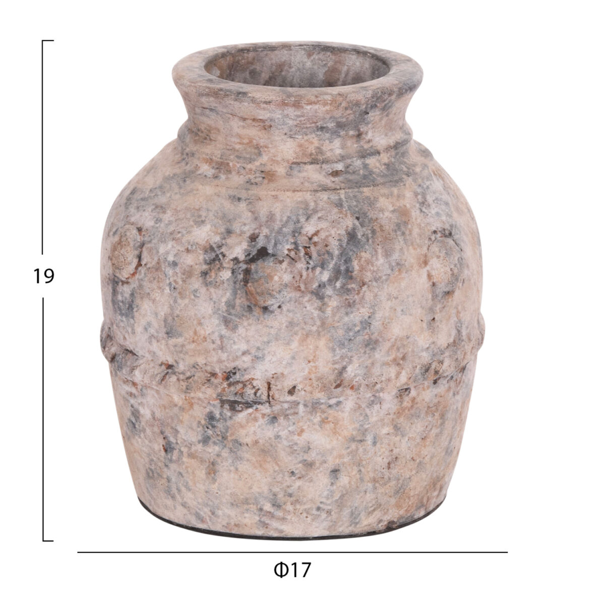 diakosmitiko-epitrapezio-bazo-fb94395-te-1 ΔΙΑΚΟΣΜΗΤΙΚΟ ΕΠΙΤΡΑΠΕΖΙΟ ΒΑΖΟ VERMO HM4395 ΤΕΡΑΚΟΤΑ ΣΕ ΓΚΡΙ Φ17x19Υεκ. - Image 2