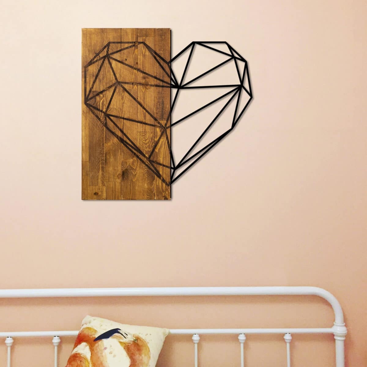 ΔΙΑΚΟΣΜΗΤΙΚΟ ΤΟΙΧΟΥ ΞΥΛΙΝΟ ΜΑΣΙΦ ΜΕ ΜΕΤΑΛΛΙΚΗ ΚΑΡΔΙΑ HM7219 58x58 εκ. - Image 4