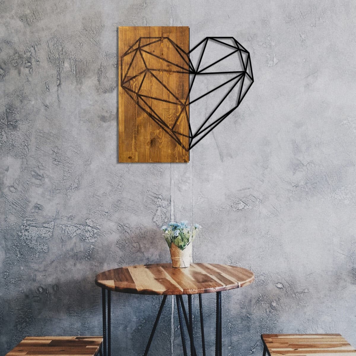 ΔΙΑΚΟΣΜΗΤΙΚΟ ΤΟΙΧΟΥ ΞΥΛΙΝΟ ΜΑΣΙΦ ΜΕ ΜΕΤΑΛΛΙΚΗ ΚΑΡΔΙΑ HM7219 58x58 εκ. - Image 5