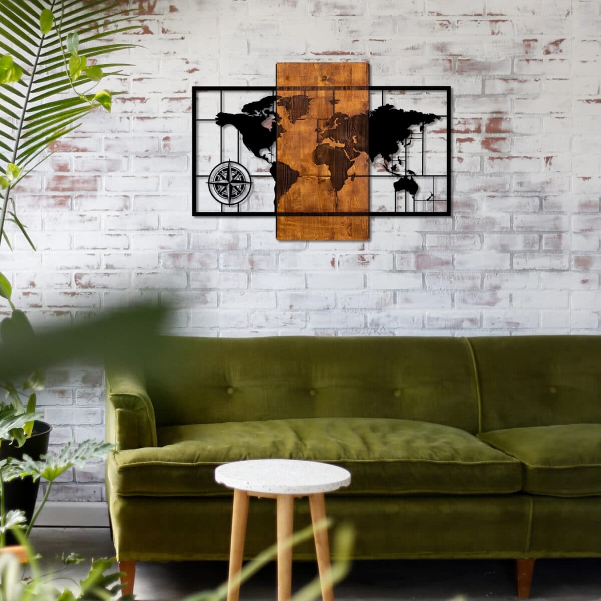 ΔΙΑΚΟΣΜΗΤΙΚΟ ΤΟΙΧΟΥ ΞΥΛΙΝΟ ΜΕ ΜΕΤΑΛΛΙΚO ΠΑΓΚΟΣΜΙΟ ΧΑΡΤΗ 85Χ58 HM7223 - Image 5