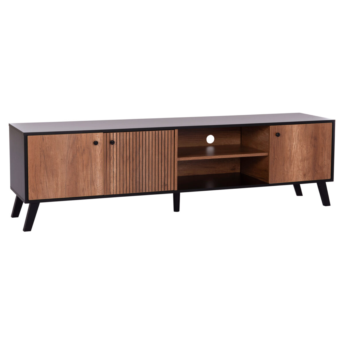 epiplo-tileorasis-fb9944711-melamini-se-3 ΕΠΙΠΛΟ ΤΗΛΕΟΡΑΣΗΣ KRUDEN HM9447.11 ΜΕΛΑΜΙΝΗ ΣΕ ΜΑΥΡΟ-ΦΥΣΙΚΟ 180x40x51Υεκ. - Image 4