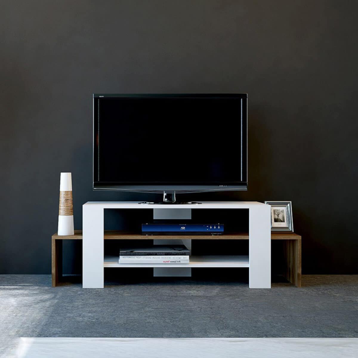 ΕΠΙΠΛΟ ΤΗΛΕΟΡΑΣΗΣ AGNETA ΜΕΛΑΜΙΝΗΣ HM9103.01 ΛΕΥΚΟ ΚΑΡΥΔΙ 120x29,5x40Y εκ. - Image 4