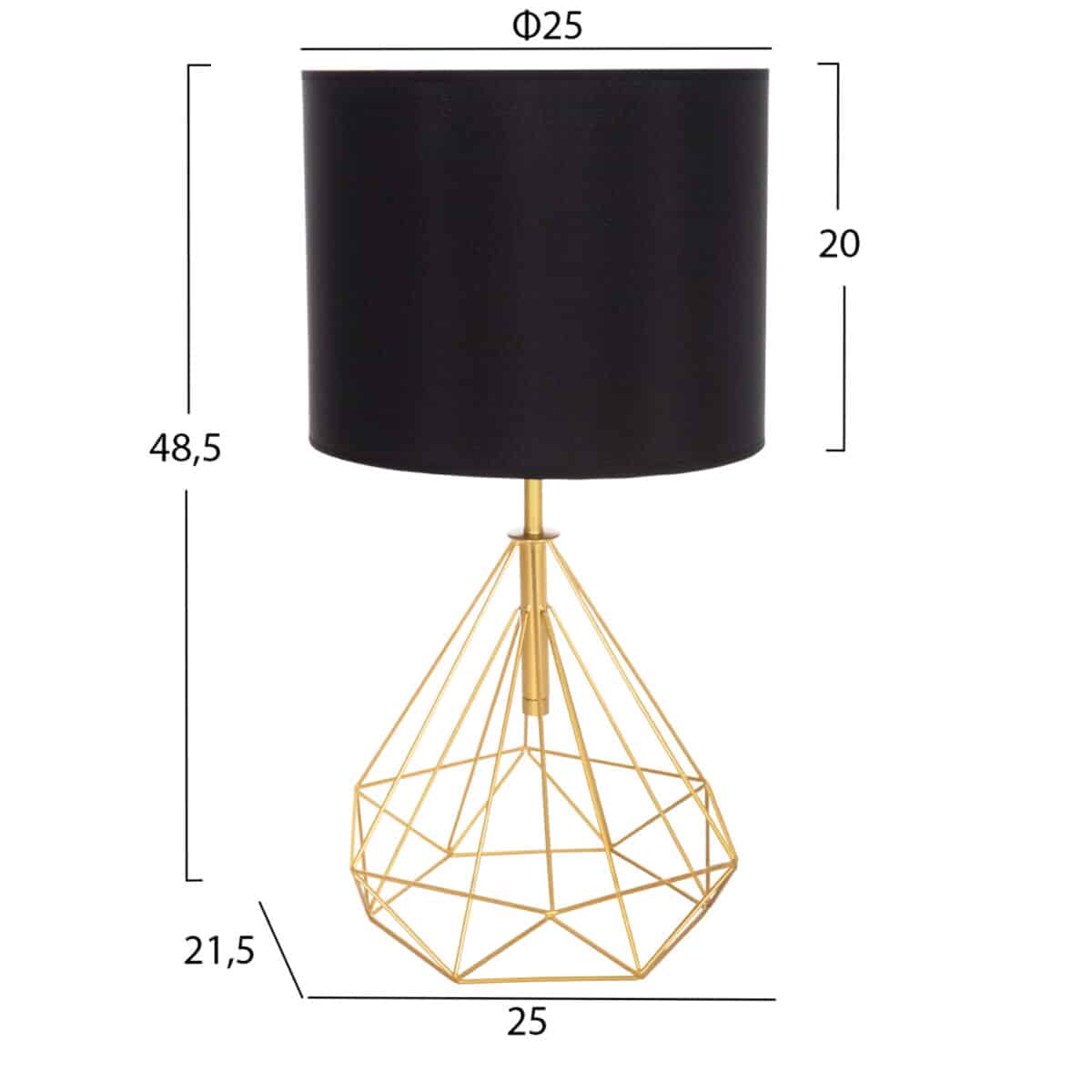 ΕΠΙΤΡΑΠΕΖΙΟ ΦΩΤΙΣΤΙΚΟ GEILO HM7416.12 ΧΡΥΣΟ ΜΕΤΑΛΛΙΚΟ--ΜΑΥΡΟ PVC ΚΑΠΕΛΟ Φ25x48,5Υεκ. - Image 2