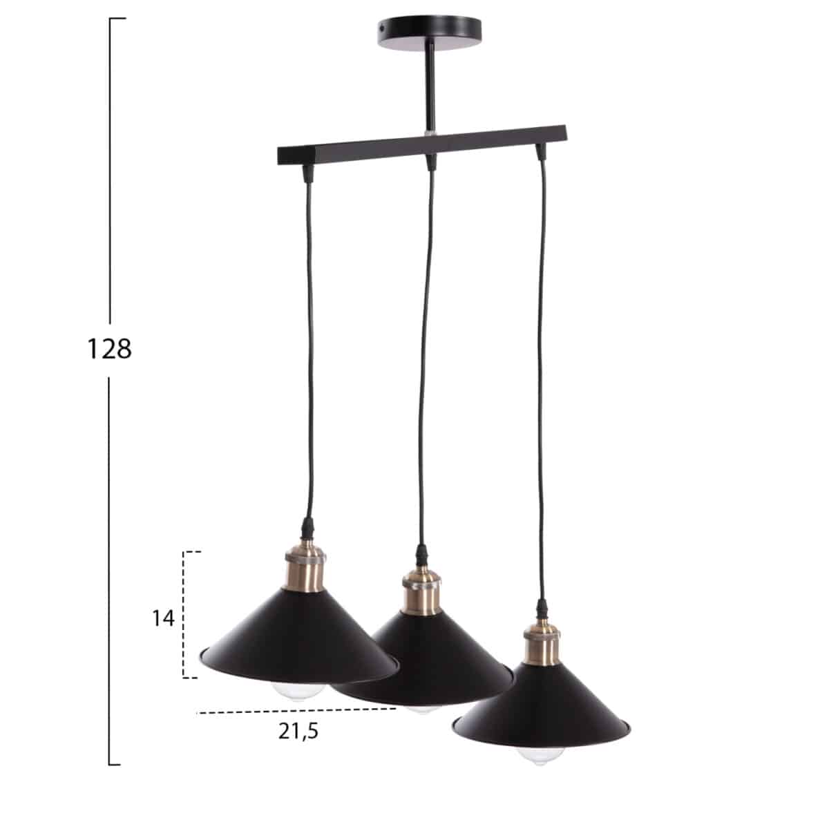 ΦΩΤΙΣΤΙΚΟ ΟΡΟΦΗΣ 3ΦΩΤΟ BELL HM7533.11 ΜΑΥΡΟ ΜΕΤΑΛΛΟ-ΧΑΛΚΙΝΟ ΝΤΟΥΙ Φ21,5x128Υεκ. - Image 2