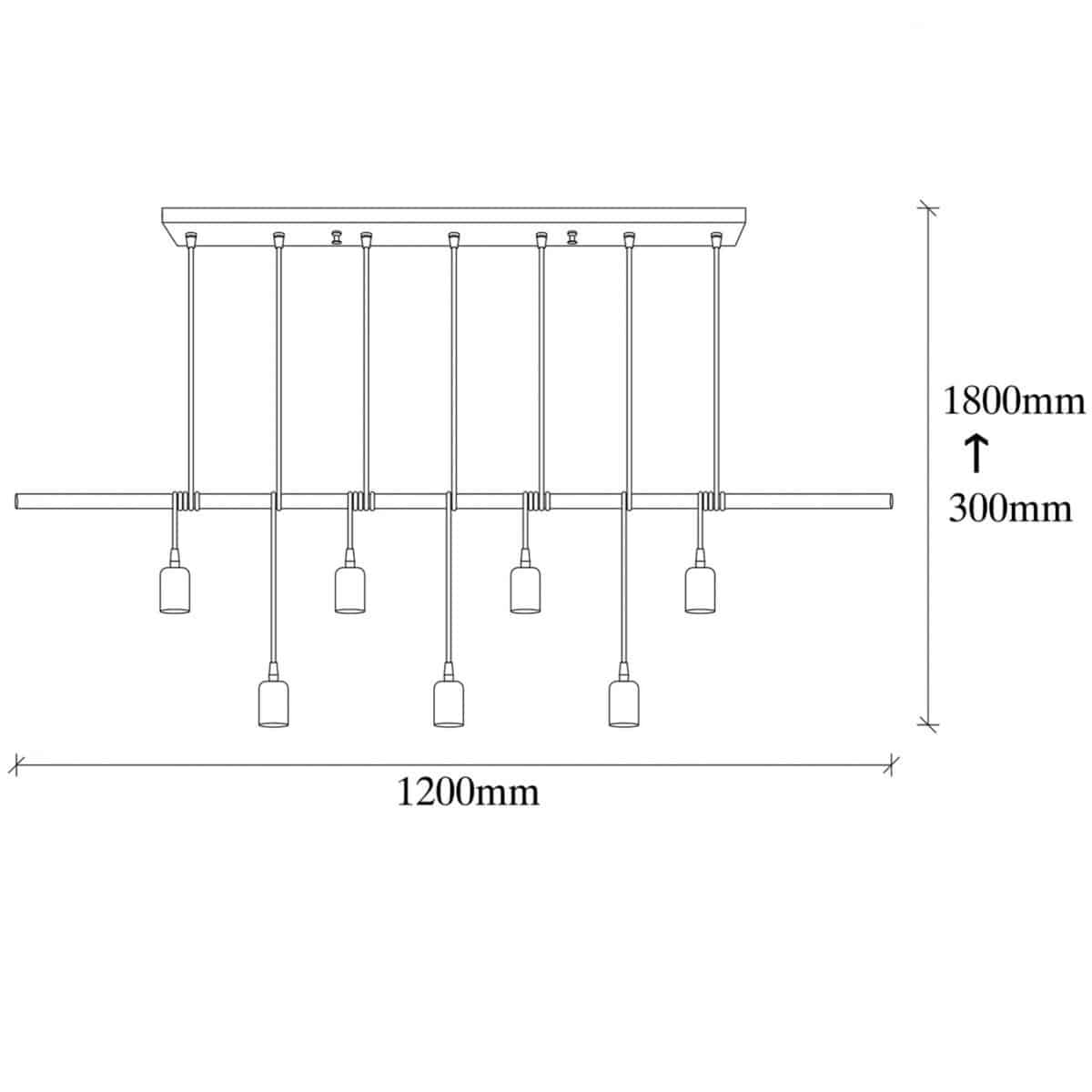 ΦΩΤΙΣΤΙΚΟ ΟΡΟΦΗΣ 7ΦΩΤΟ ΜΕΤΑΛΛΙΚΟ ΜΑΥΡΟ HM7266 120Χ10Χ180 εκ. - Image 2