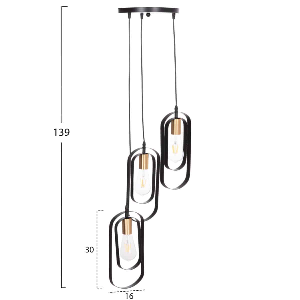 ΦΩΤΙΣΤΙΚΟ ΟΡΟΦΗΣ ΚΡΕΜΑΣΤΟ BIUT HM7528.11 ΜΑΥΡΟ ΜΕΤΑΛΛΟ-ΧΡΥΣΟ ΝΤΟΥΙ Φ23x139Υεκ. - Image 2