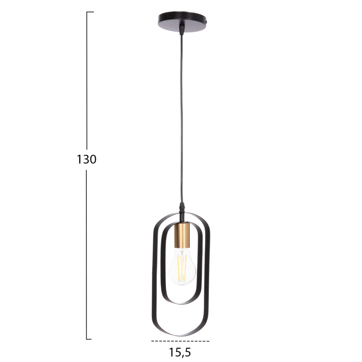 ΦΩΤΙΣΤΙΚΟ ΟΡΟΦΗΣ ΚΡΕΜΑΣΤΟ BIUT HM7537.11 ΜΑΥΡΟ ΜΕΤΑΛΛΟ-ΧΡΥΣΟ ΝΤΟΥΙ 15,5x4x130Υεκ. - Image 2