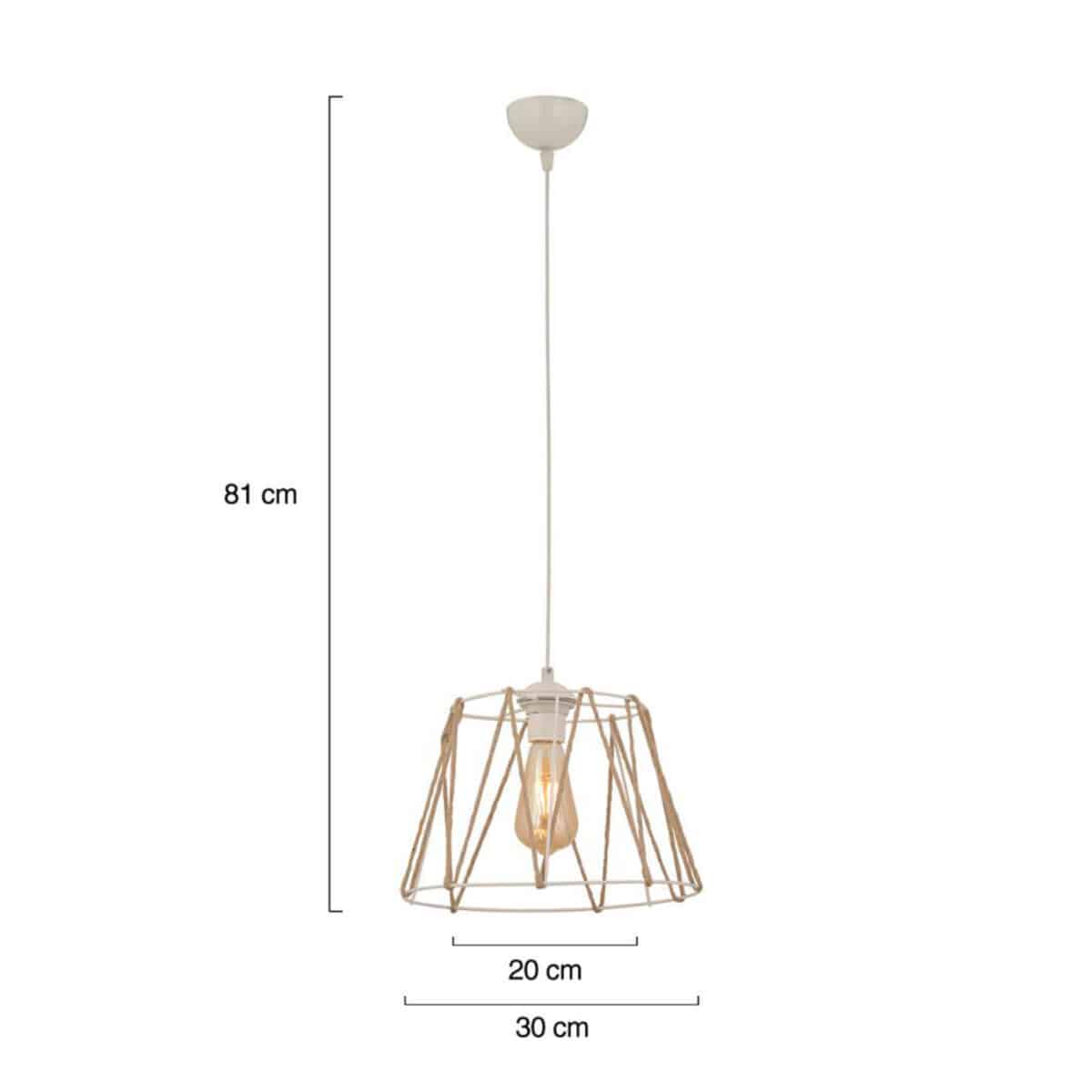 ΦΩΤΙΣΤΙΚΟ ΟΡΟΦΗΣ ΜΕΤΑΛΛΙΚΟ ΛΕΥΚΟ ΜΕ ΣΧΟΙΝΙ ΜΠΕΖ HM7566.03 Φ30x81Υ εκ. - Image 2