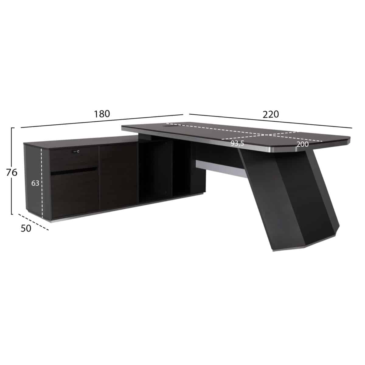 ΓΡΑΦΕΙΟ ΕΠΑΓΓΕΛΜΑΤΙΚΟ ΑΡΙΣΤΕΡΗ ΓΩΝΙΑ ROSEWOOD HM2083L 220X180X76Υεκ. - Image 2