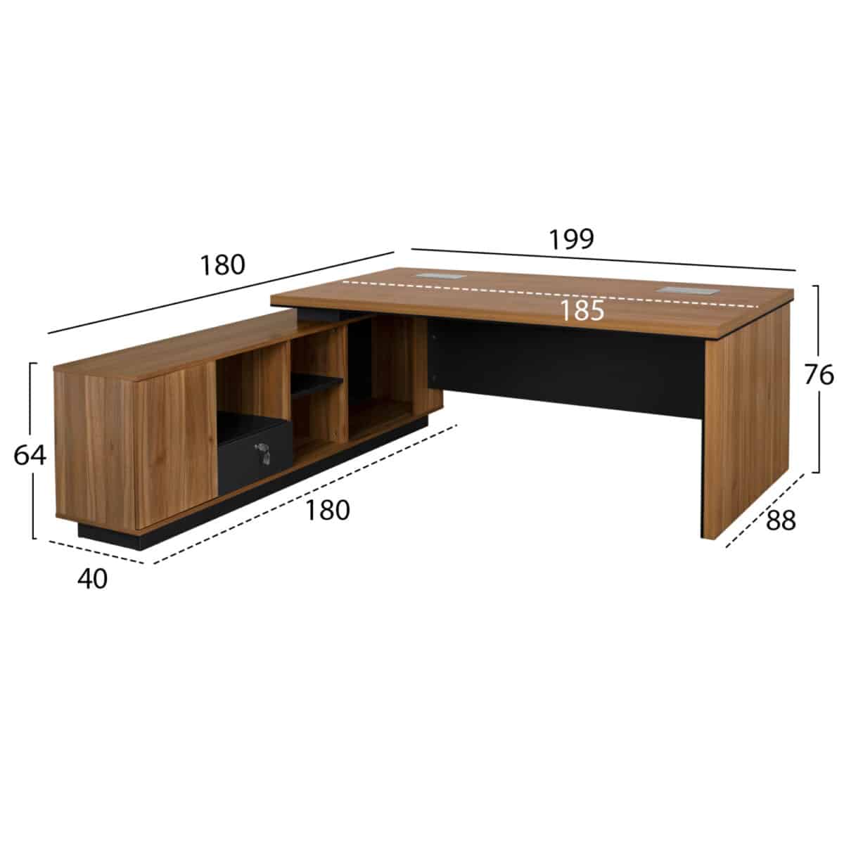 ΓΡΑΦΕΙΟ ΕΠΑΓΓΕΛΜΑΤΙΚΟ ΓΩΝΙΑ ΑΝΑΣΤΡΕΨΙΜΗ SUPREME 199X180X76 HM2347 - Image 2