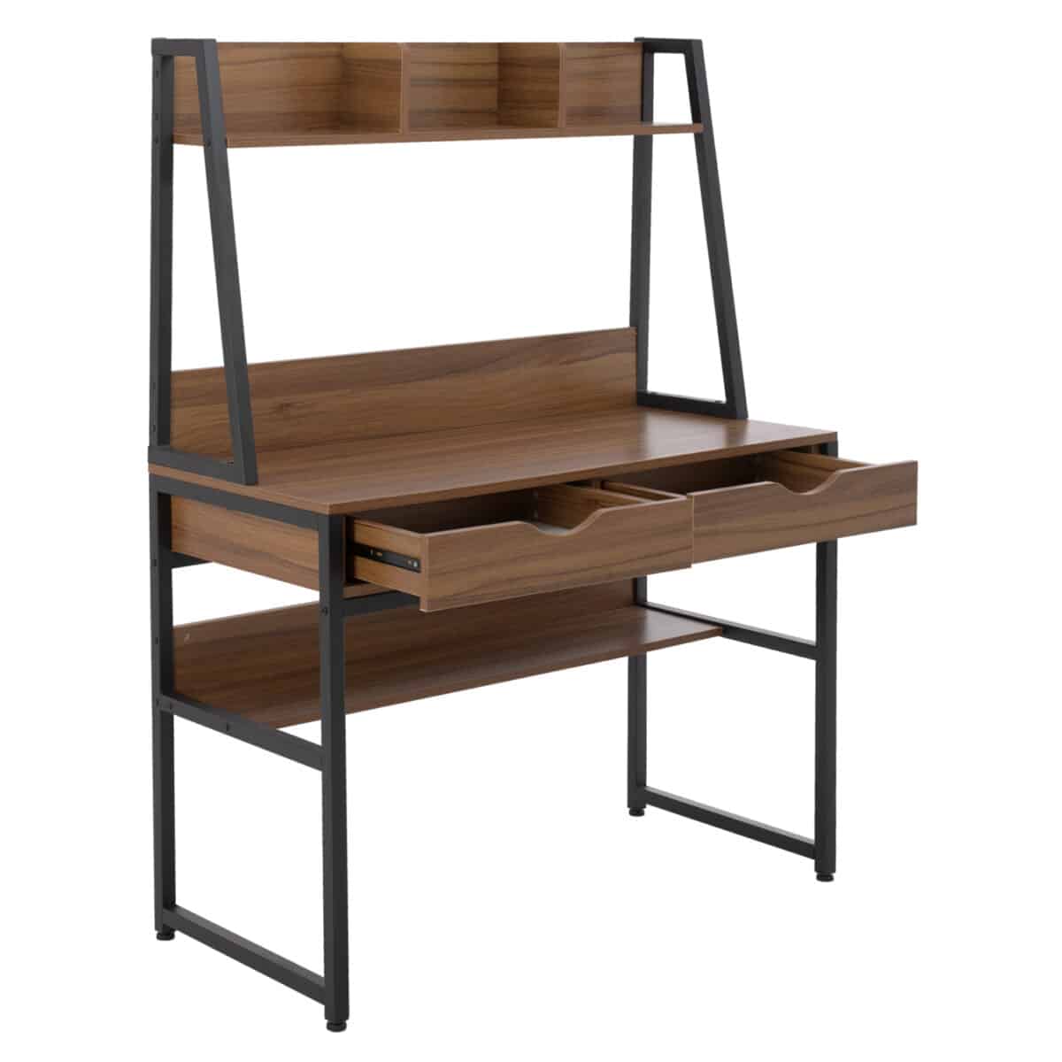 ΓΡΑΦΕΙΟ ΜΕ ΒΙΒΛΙΟΘΗΚΗ TANAYA HM2390.12 ΜΕΛΑΜΙΝΗ ΚΑΡΥΔΙ-ΜΑΥΡΟΣ ΜΕΤΑΛΛ.ΣΚΕΛΕΤΟΣ 100x48x139Y - Image 3