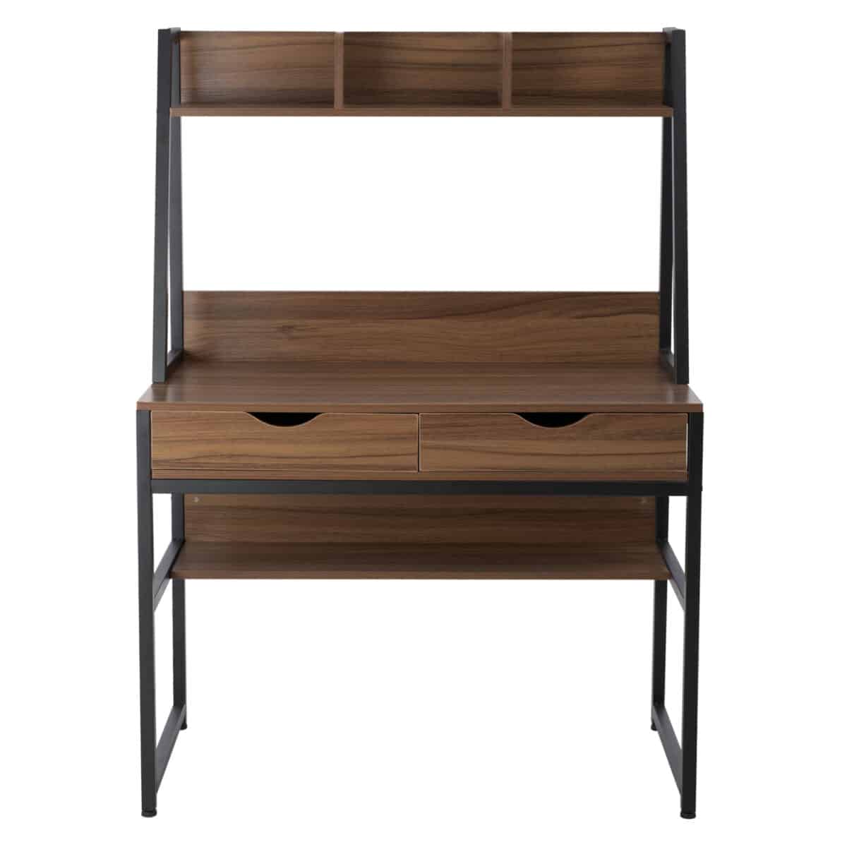 ΓΡΑΦΕΙΟ ΜΕ ΒΙΒΛΙΟΘΗΚΗ TANAYA HM2390.12 ΜΕΛΑΜΙΝΗ ΚΑΡΥΔΙ-ΜΑΥΡΟΣ ΜΕΤΑΛΛ.ΣΚΕΛΕΤΟΣ 100x48x139Y - Image 4