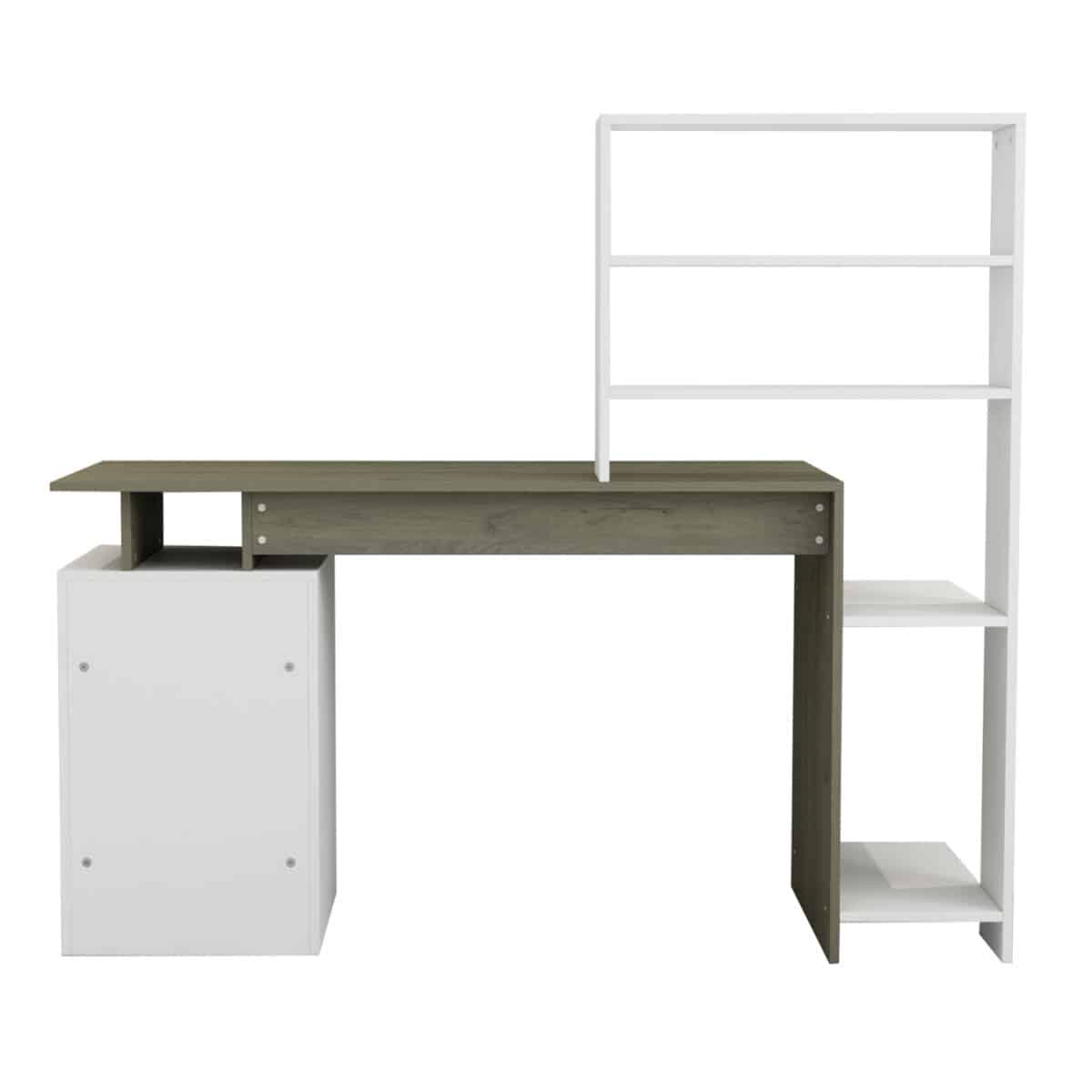 ΓΡΑΦΕΙΟ ΜΕ ΒΙΒΛΙΟΘΗΚΗ ROCHELL ΜΕΛΑΜΙΝΗ OLIVE GREY ΛΕΥΚΟ 146,3x55x128,8Υεκ.HM8886.11 - Image 5