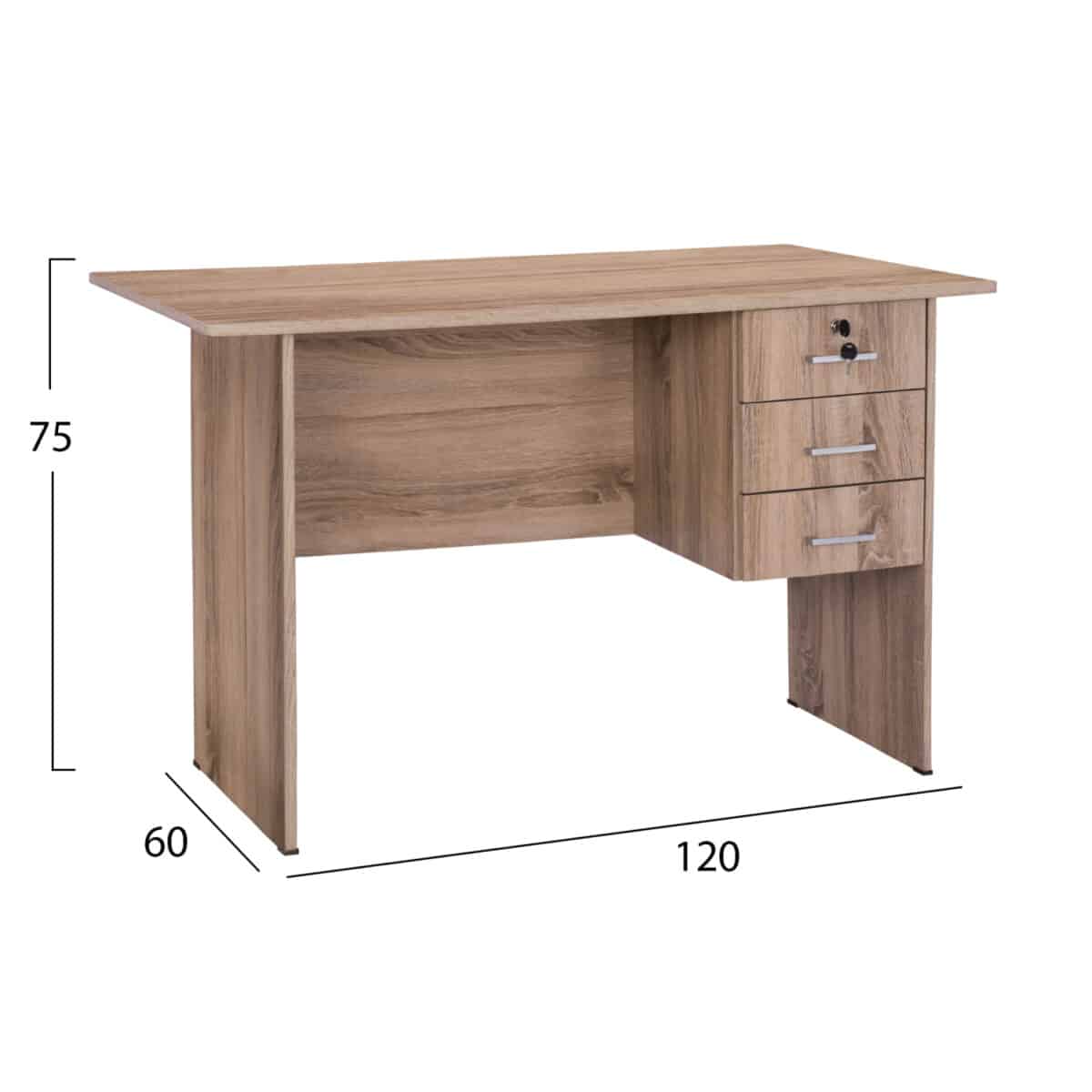 ΓΡΑΦΕΙΟ ΜΕΛΑΜΙΝΗΣ HAYDEN 120x60x75Υεκ. ΜΕ 3 ΣΥΡΤΑΡΙΑ ΣΕ ΧΡΩΜΑ SONAMA HM2268.02 - Image 2