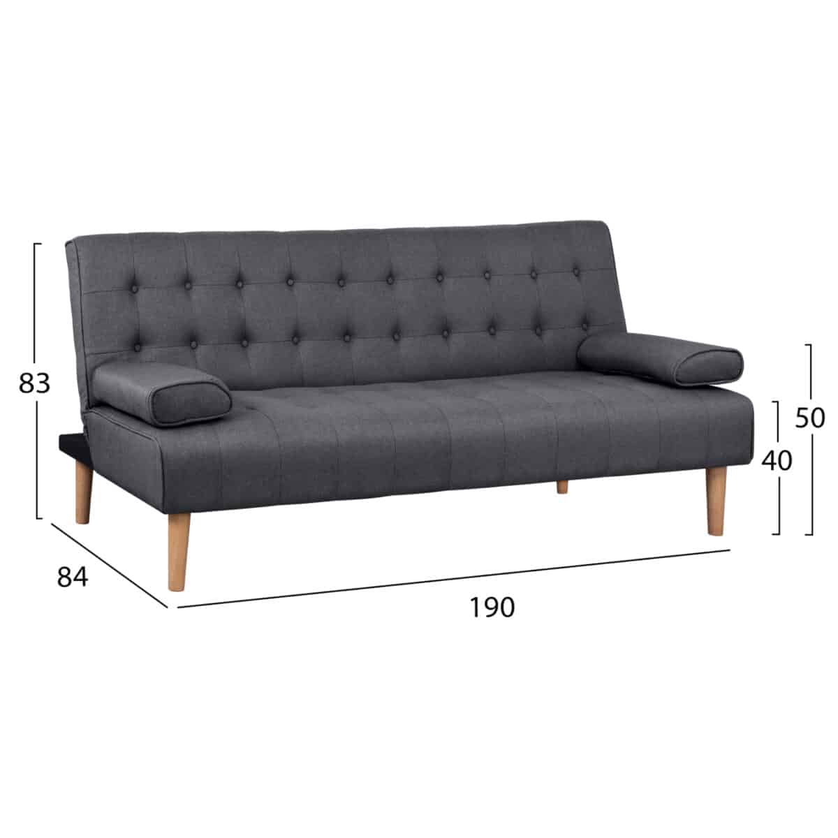 kanapes-krebati-fb9314901-me-gkri-yfasma-1 ΚΑΝΑΠΕΣ ΚΡΕΒΑΤΙ WANDA HM3149.01 ΜΕ ΓΚΡΙ ΥΦΑΣΜΑ ΚΑΙ 2 ΠΛΑΙΝΑ ΜΑΞΙΛΑΡΙΑ 190X84X83Y εκ. - Image 2